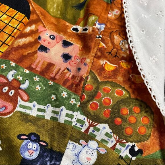 Handmade Farm Life Vest Lace Collar Gingham Buttons Corduroy Back Sz S - Picture 9 of 12